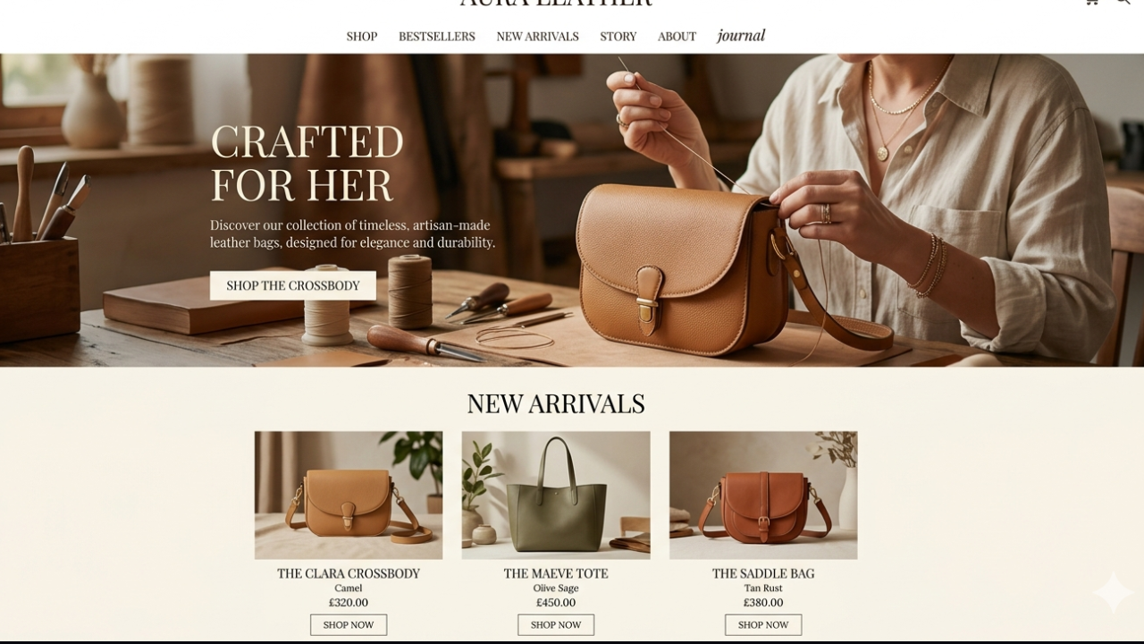 핸드메이드 가죽가방 브랜드 스토어 예시